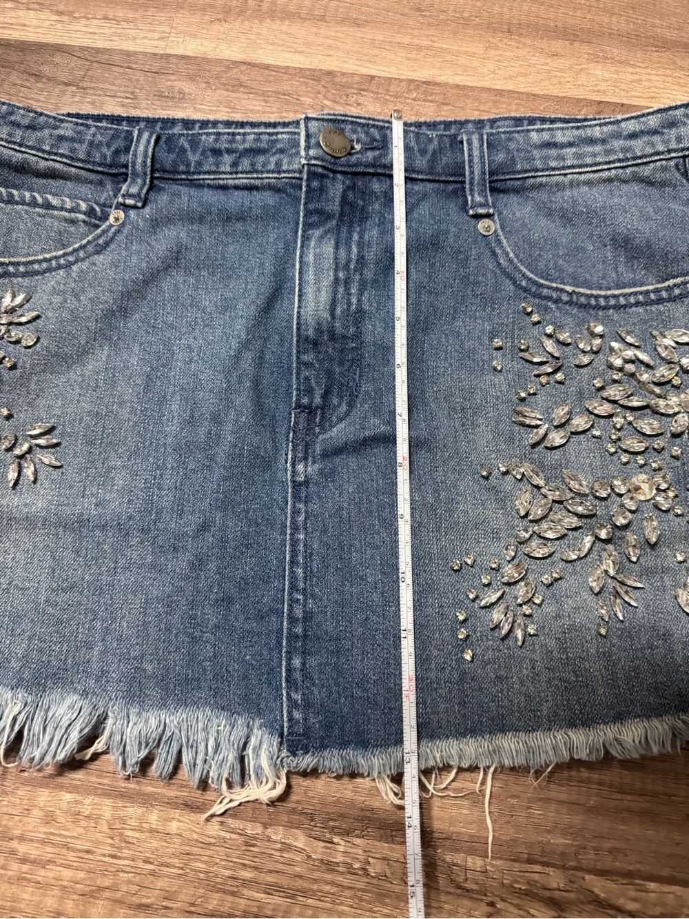 Free People Embellished Blue Denim Mini Skirt - Picture 6 of 6